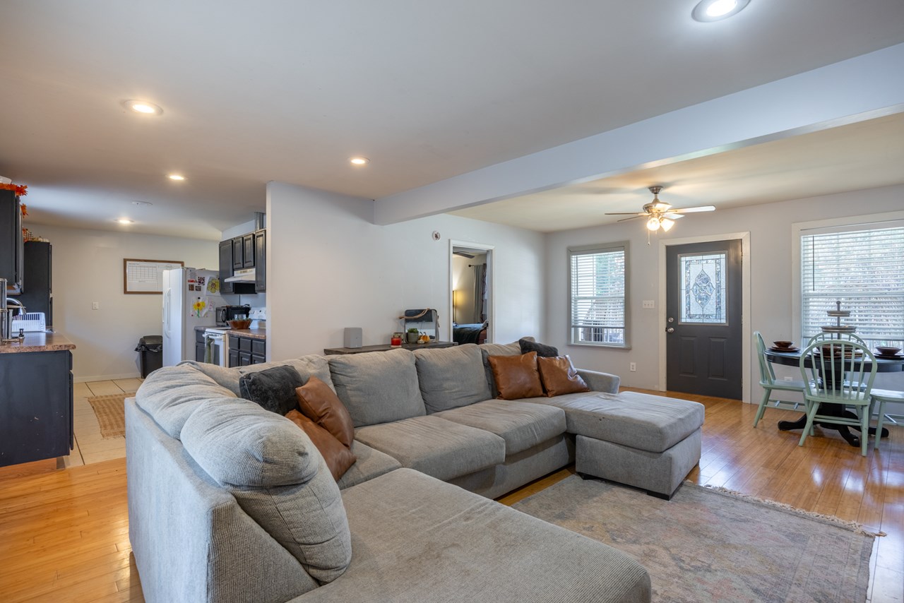 living room view sectional grey